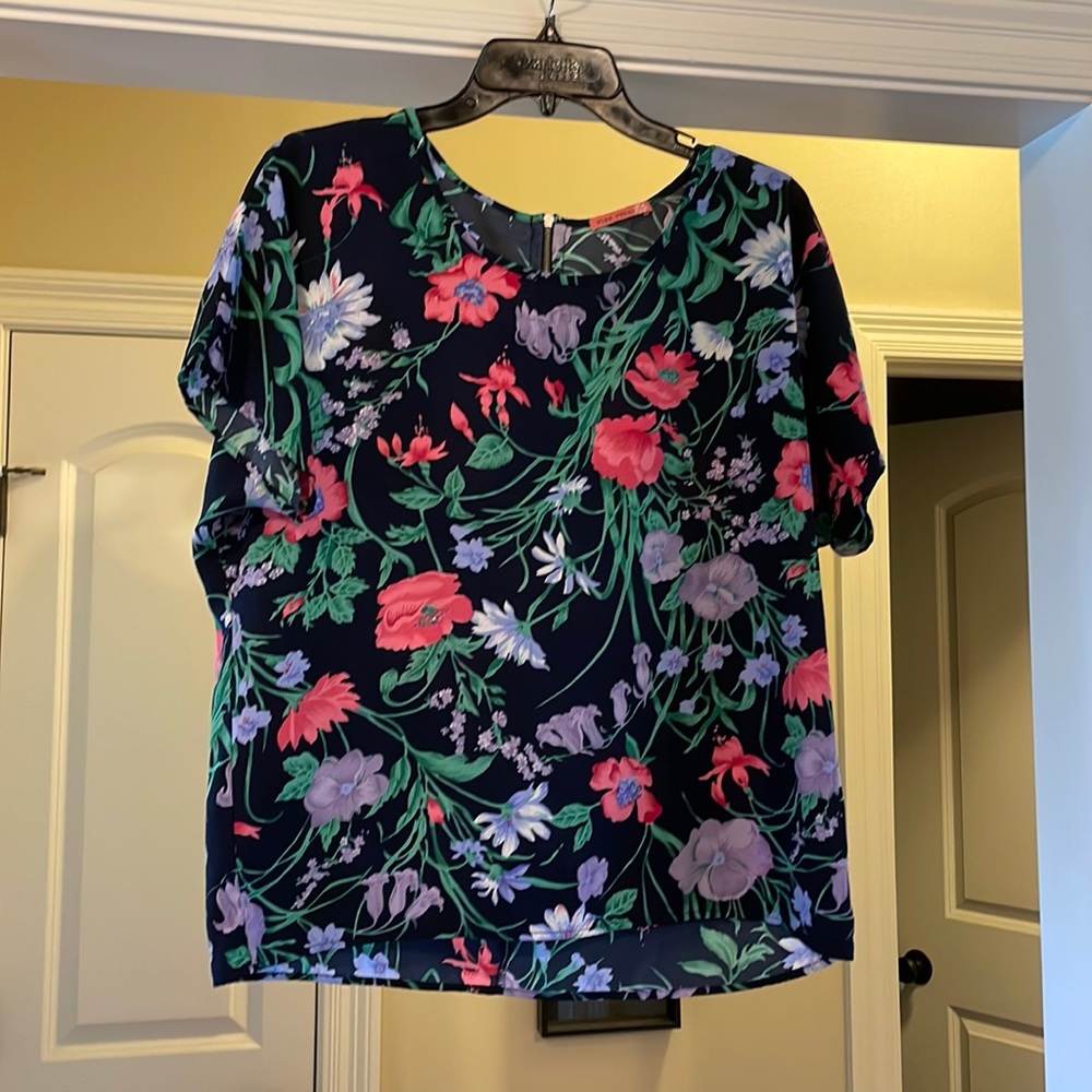 Pink Petal Navy Floral Blouse